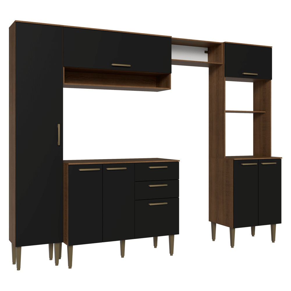 Combo completo de Cocina 265 cm Marrón/Negro Lille Madesa