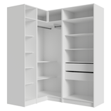 Placard de Esquina Matrimonial 310 cm 5 Puertas 2 Cajones Neo Blanco 01
