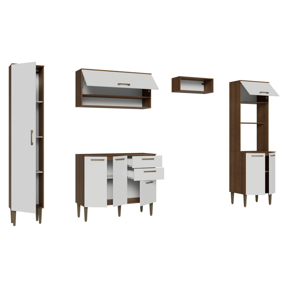 Combo completo de Cocina 265 cm Marrón/Blanco Lille Madesa