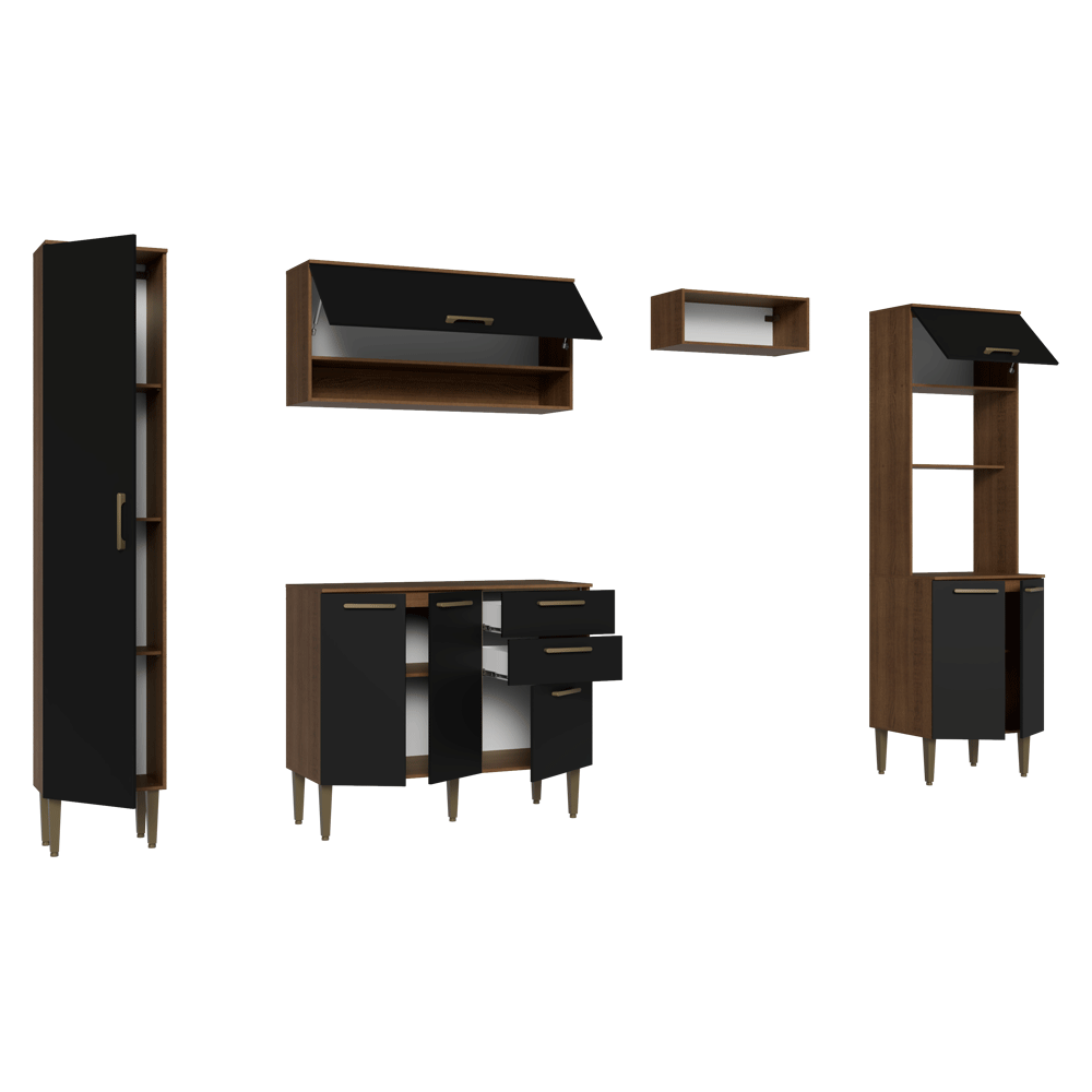 Combo completo de Cocina 265 cm Marrón/Negro Lille Madesa