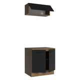 Kit con Bajo Mesada e Alacena Multiuso 80cm Marrón/Negro Agata Madesa