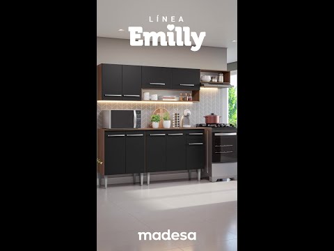 Combo completo de Cocina Esquinera Madesa Emilly 261cm Marrón/Negro 01