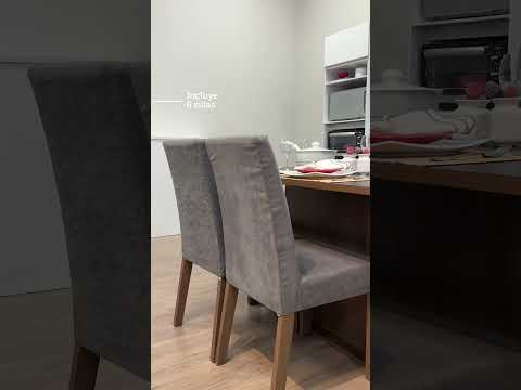 Juego de Comedor Mesa Tapa de Madera 6 Sillas Britney Madesa Marrón/Negro/Plata