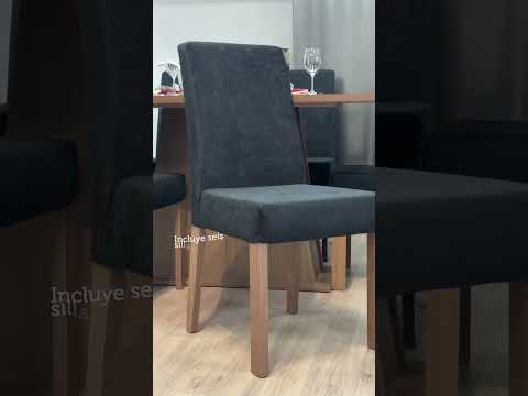 Juego de Comedor 6 Sillas Marrón/Negro/Oxford Luciana Madesa