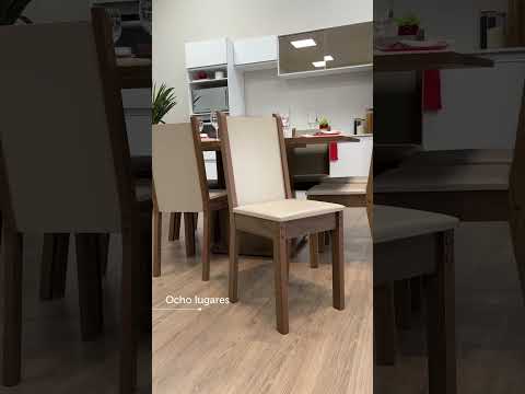 Juego de Comedor Mesa Tapa de Madera 8 Sillas Marrón/Crema/Beige Marisa Madesa
