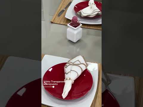 Juego de Comedor Madesa Patricia Mesa con Tapa de Vidrio y 6 Sillas Marrón/Crema/Imperial