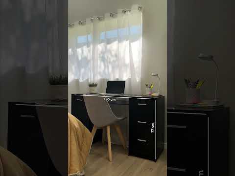 Escritorio 136 cm 1 Puerta 3 Cajones y 1 Nicho Negro Madesa