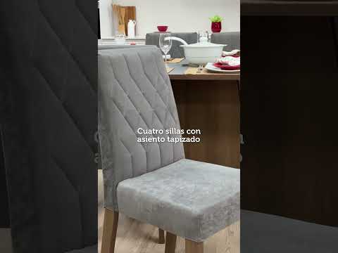 Juego de Comedor Mesa con Tapa de Madera 4 Sillas Marrón/Gris/Plata Ashley Madesa
