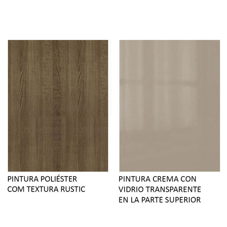 Mesa de Comedor Madesa Rectangular Tapa de Cristal 5364 Marrón/Crema