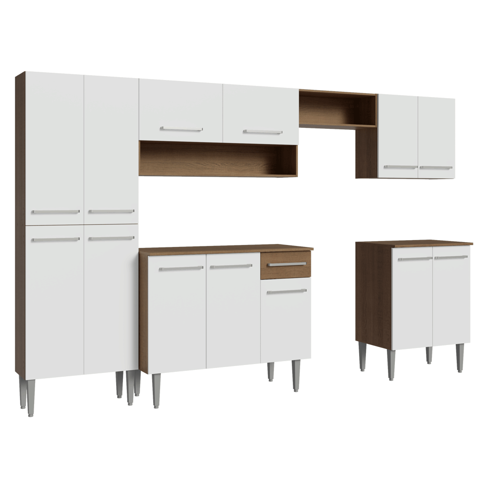 Combo completo de Cocina 293cm Marrón/Blanco Emilly Madesa 02