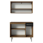 Cocina Compacta 105 cm 5 Puertas 1 Cajón Marrón/Negro Emilly Madesa