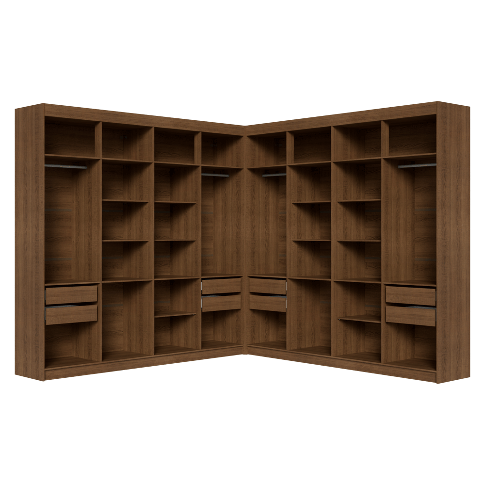 Placard Closet Esquinero 522 cm 8 Cajones Marrón Venus Madesa
