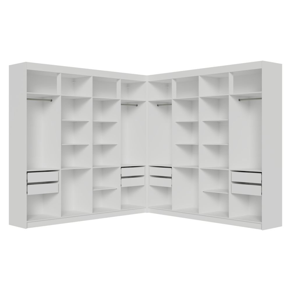 Placard Closet Esquinero 522 cm 8 Cajones Blanco Venus Madesa