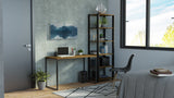 Combo Escritorio/Oficina con Mesa Industrial + Estante Negro/Marrón Madesa