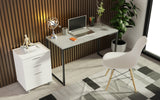 Combo Escritorio/Oficina con Mesa Industrial + Cajonera Blanco/Gris Madesa