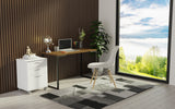 Combo Escritorio/Oficina con Mesa Industrial + Cajonera Marrón/Blanco Madesa