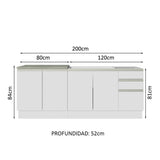 Combo Alacena + Bajo Mesada Madesa Glamy 200cm Blanco 10