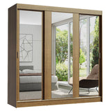 Ropero Doble Madesa Reno 3 Puertas Corredizas con Espejos - Marron