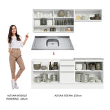 Combo Alacena + Bajo Mesada Madesa Glamy 200cm Blanco 09